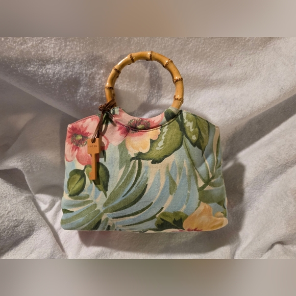 Fossil Handbags - (Limited time sale.) Fossil Floral Print Women's Bag with Bamboo Handle